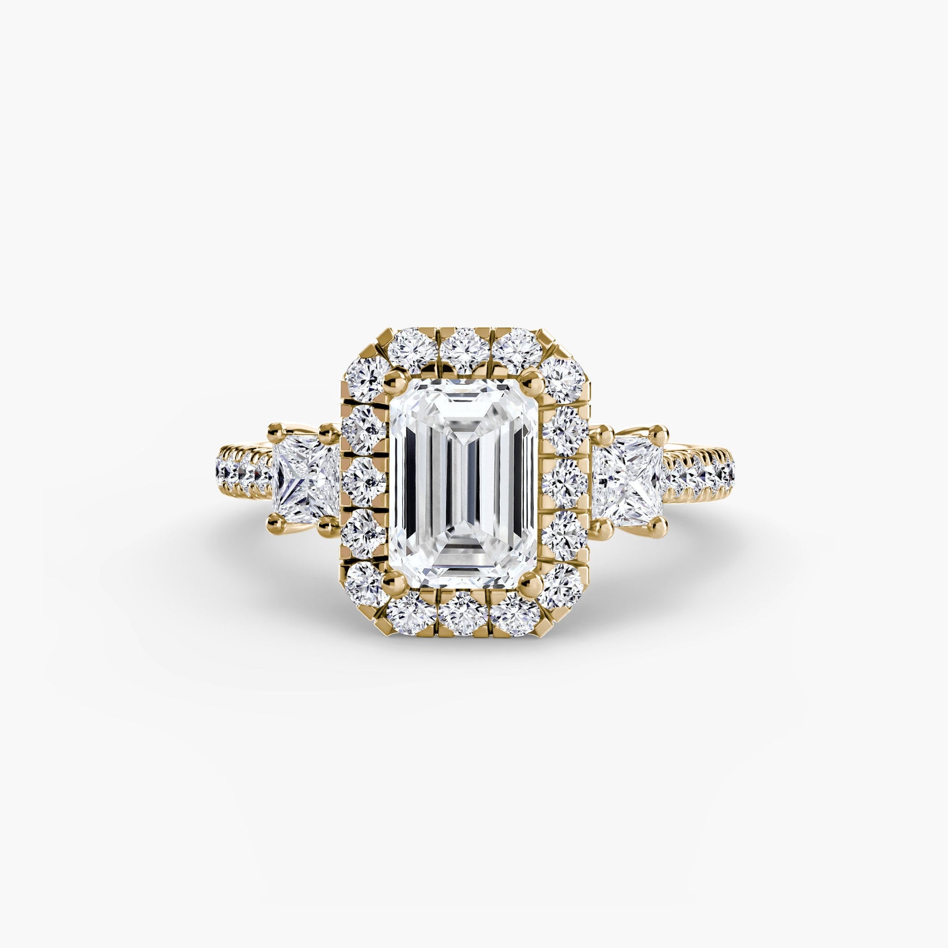 Three-Stone Ring with Halo 2 - AYKA JEWELS