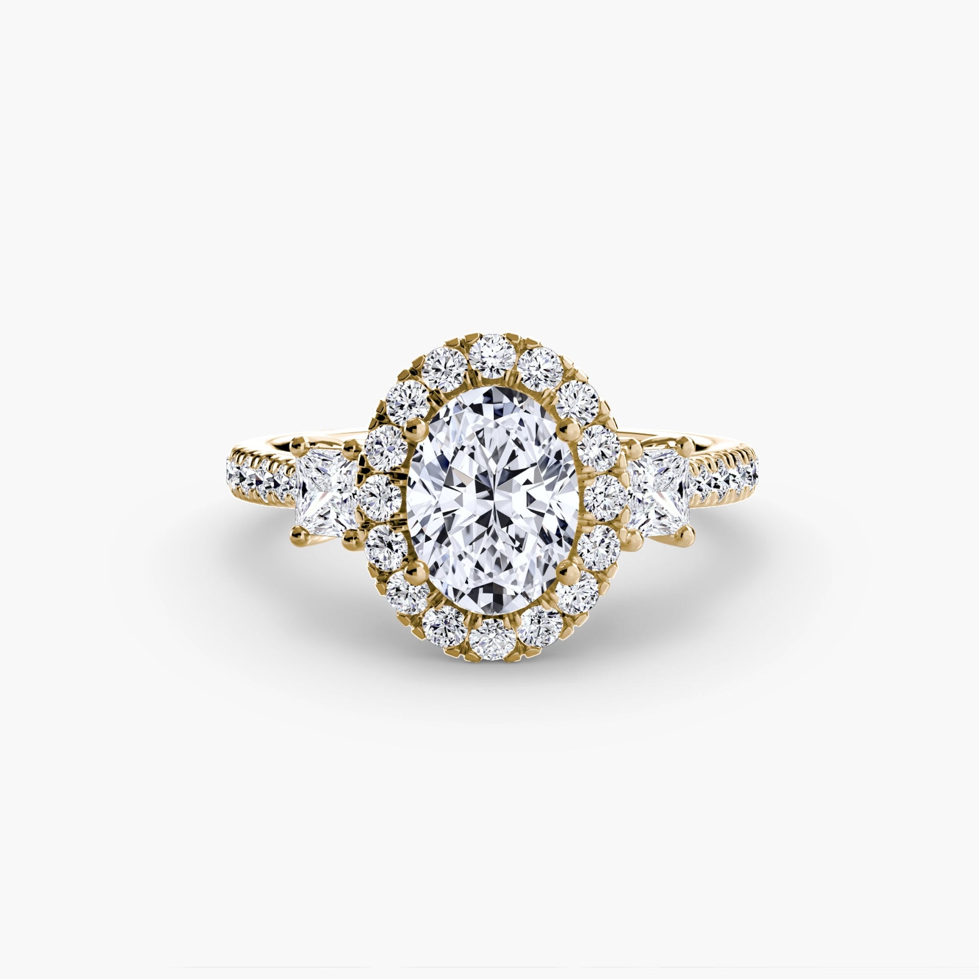 Three-Stone Ring with Halo 2 - AYKA JEWELS