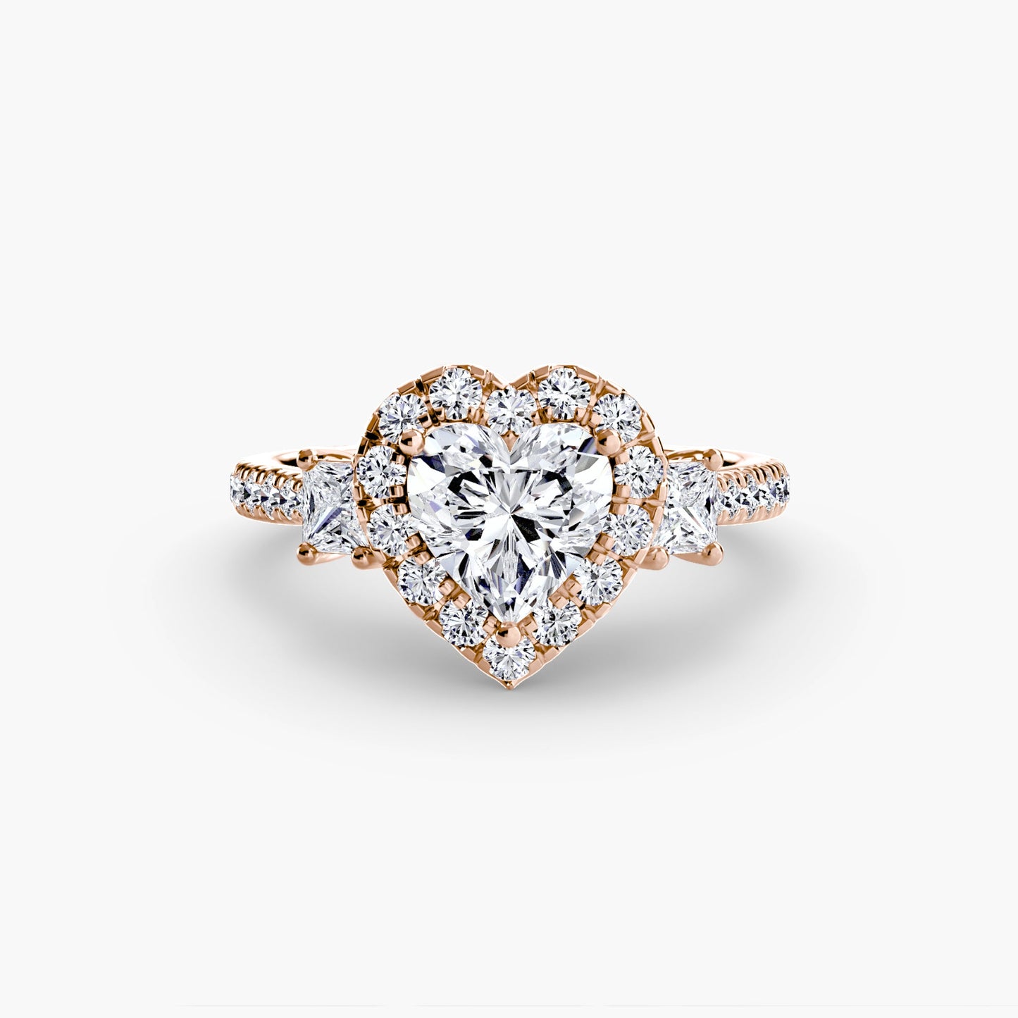 Three-Stone Ring with Halo 2 - AYKA JEWELS