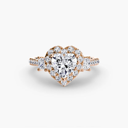 Three-Stone Ring with Halo 2 - AYKA JEWELS