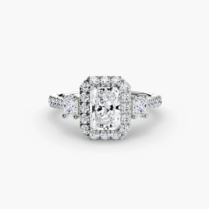Three-Stone Ring with Halo 2 - AYKA JEWELS