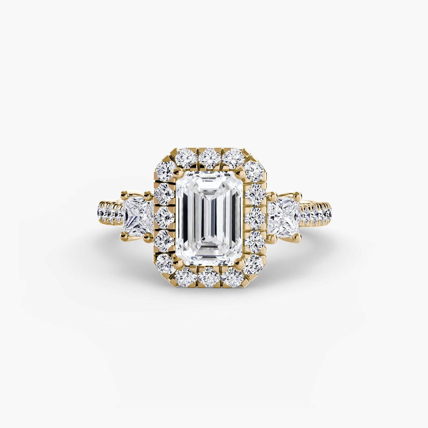 Three-Stone Ring with Halo 2 - AYKA JEWELS