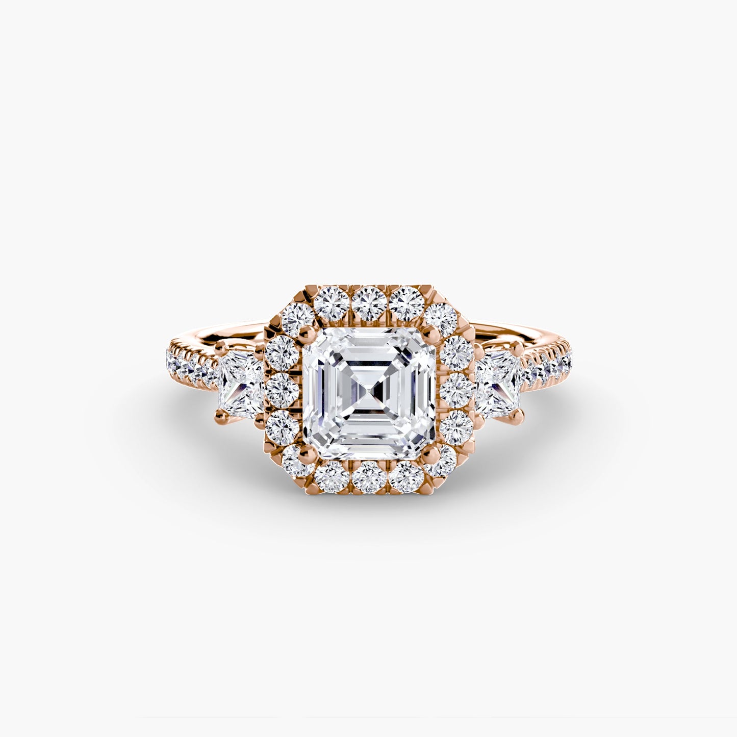 Three-Stone Ring with Halo 2 - AYKA JEWELS