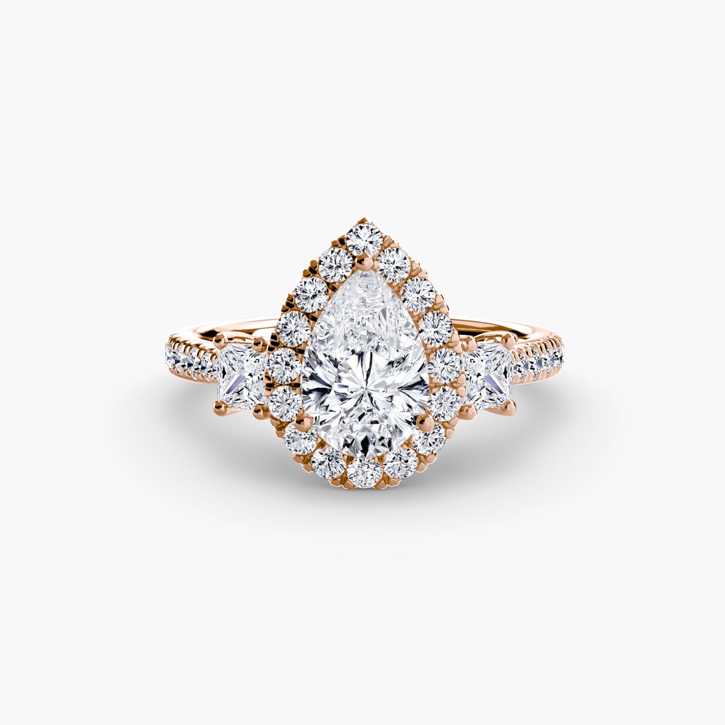 Three-Stone Ring with Halo 2 - AYKA JEWELS