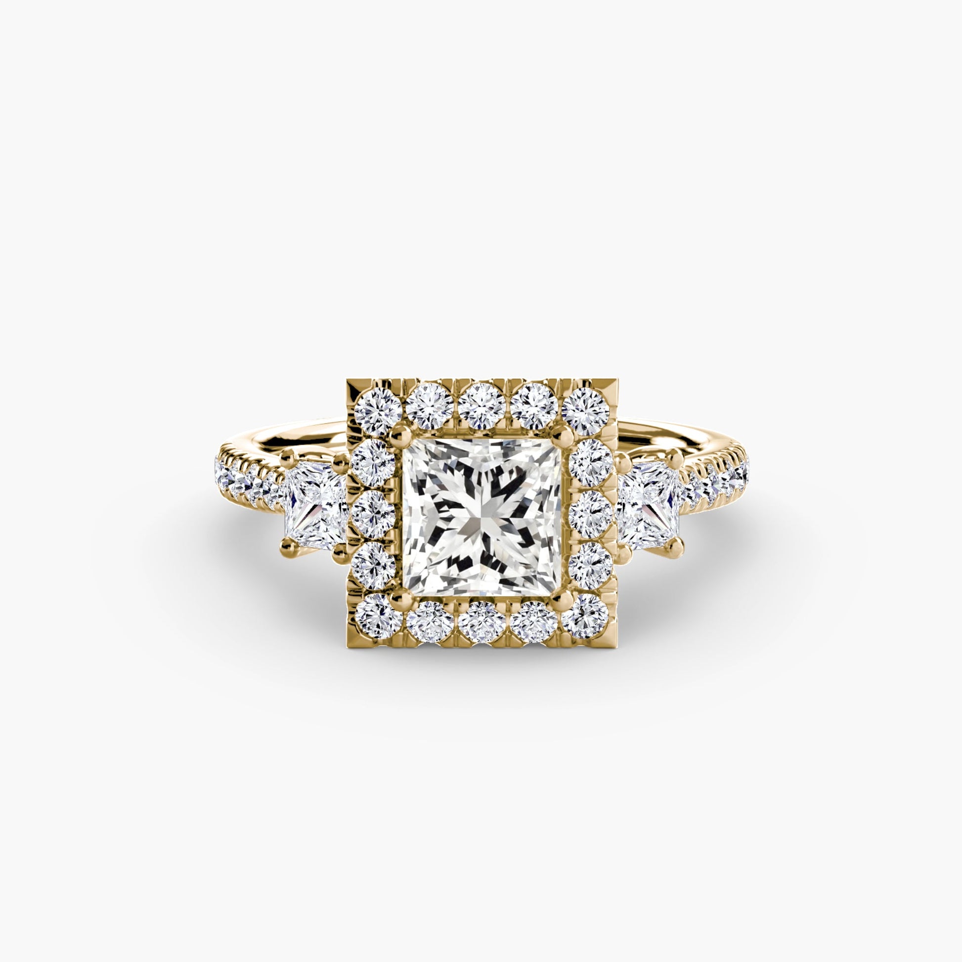 Three-Stone Ring with Halo 2 - AYKA JEWELS