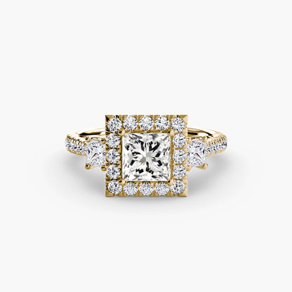 Three-Stone Ring with Halo 2 - AYKA JEWELS