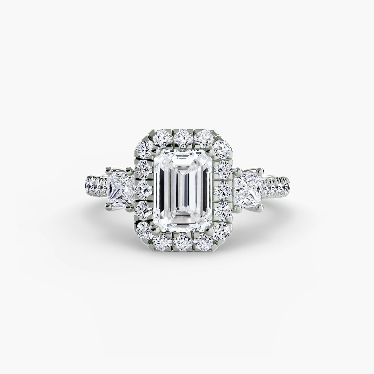 Three-Stone Ring with Halo 2 - AYKA JEWELS