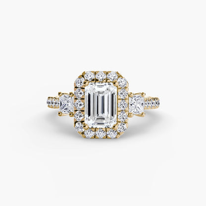 Three-Stone Ring with Halo 2 - AYKA JEWELS
