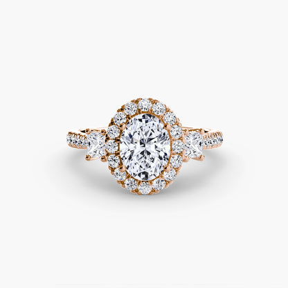 Three-Stone Ring with Halo 2 - AYKA JEWELS