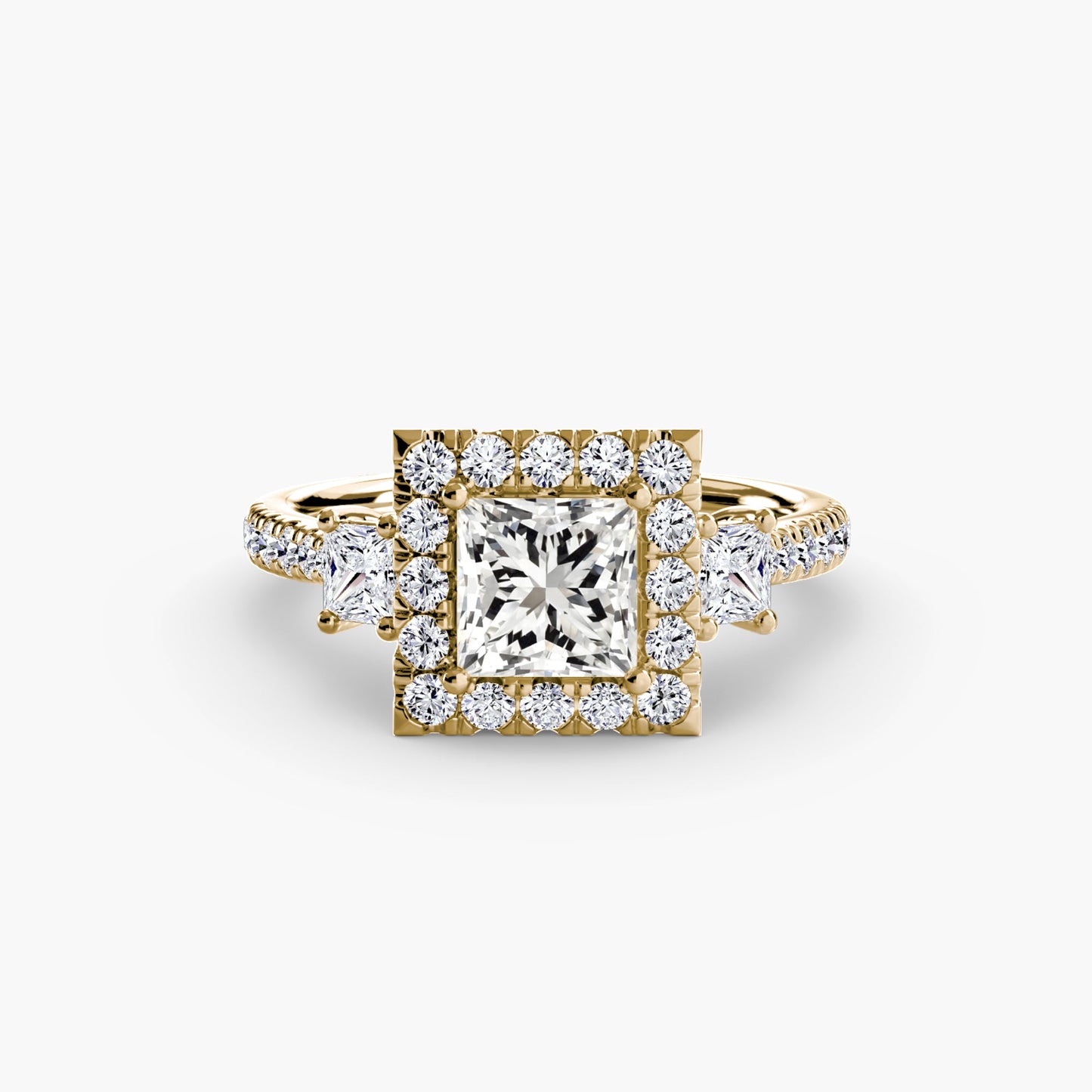 Three-Stone Ring with Halo 2 - AYKA JEWELS