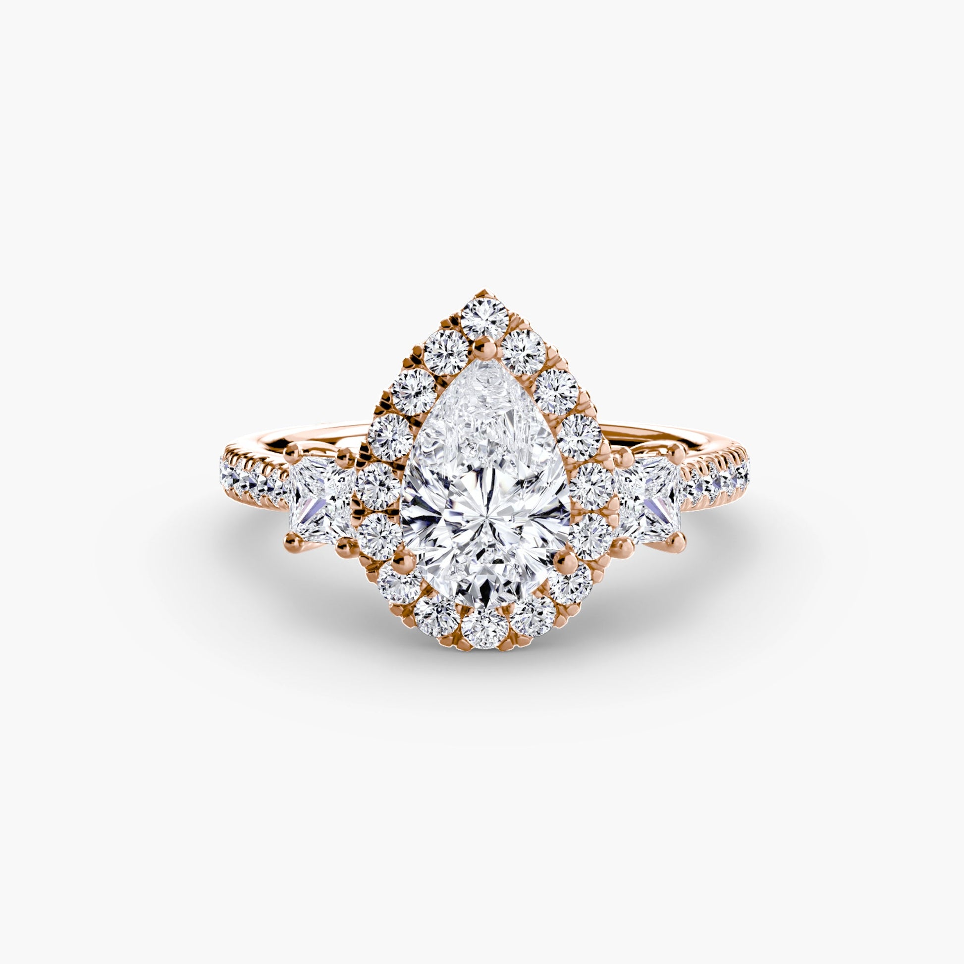 Three-Stone Ring with Halo 2 - AYKA JEWELS