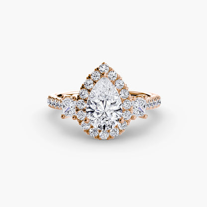 Three-Stone Ring with Halo 2 - AYKA JEWELS