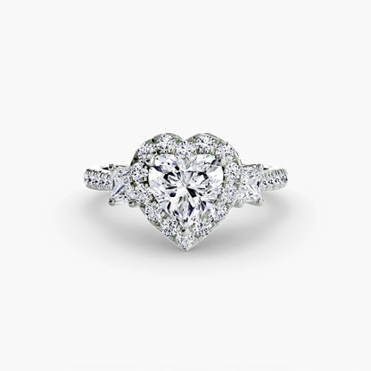 Three-Stone Ring with Halo 2 - AYKA JEWELS