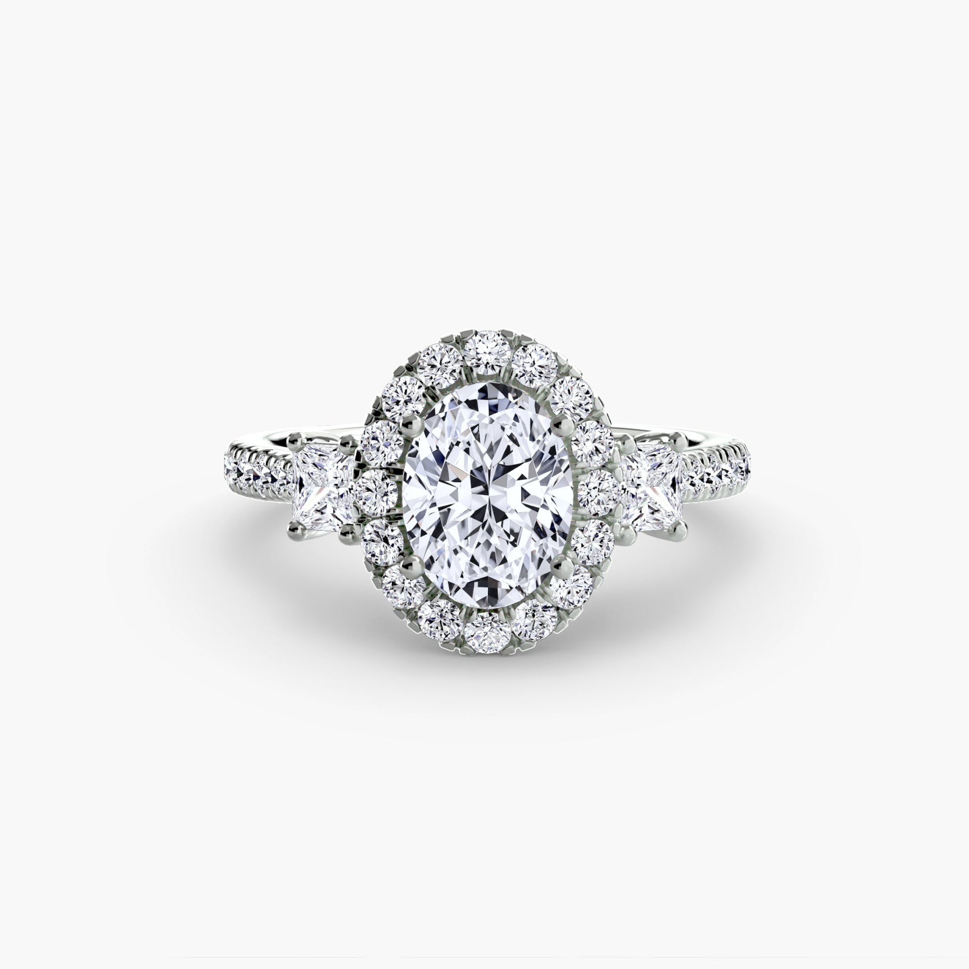 Three-Stone Ring with Halo 2 - AYKA JEWELS