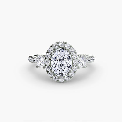 Three-Stone Ring with Halo 2 - AYKA JEWELS