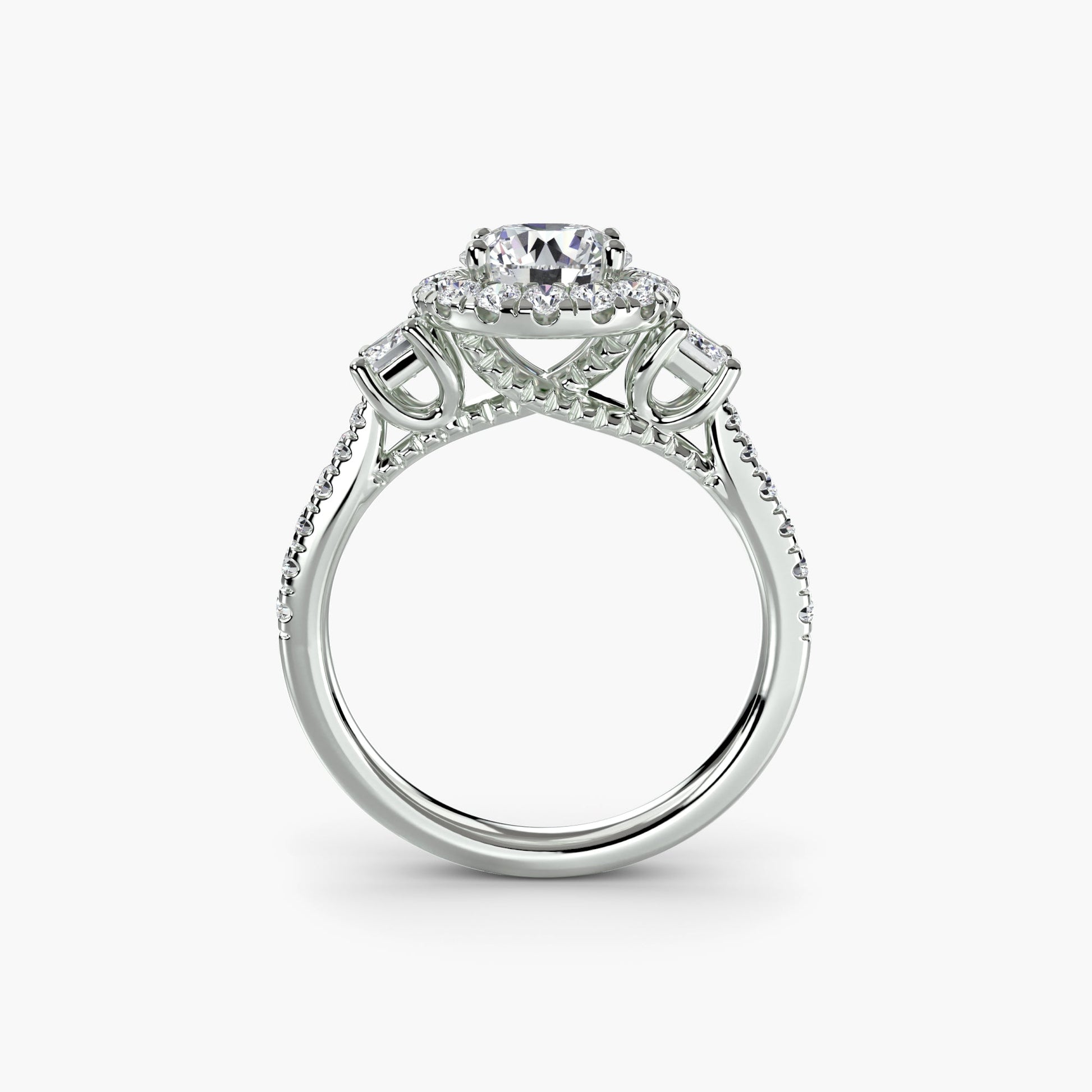 Three-Stone Ring with Halo 2 - AYKA JEWELS