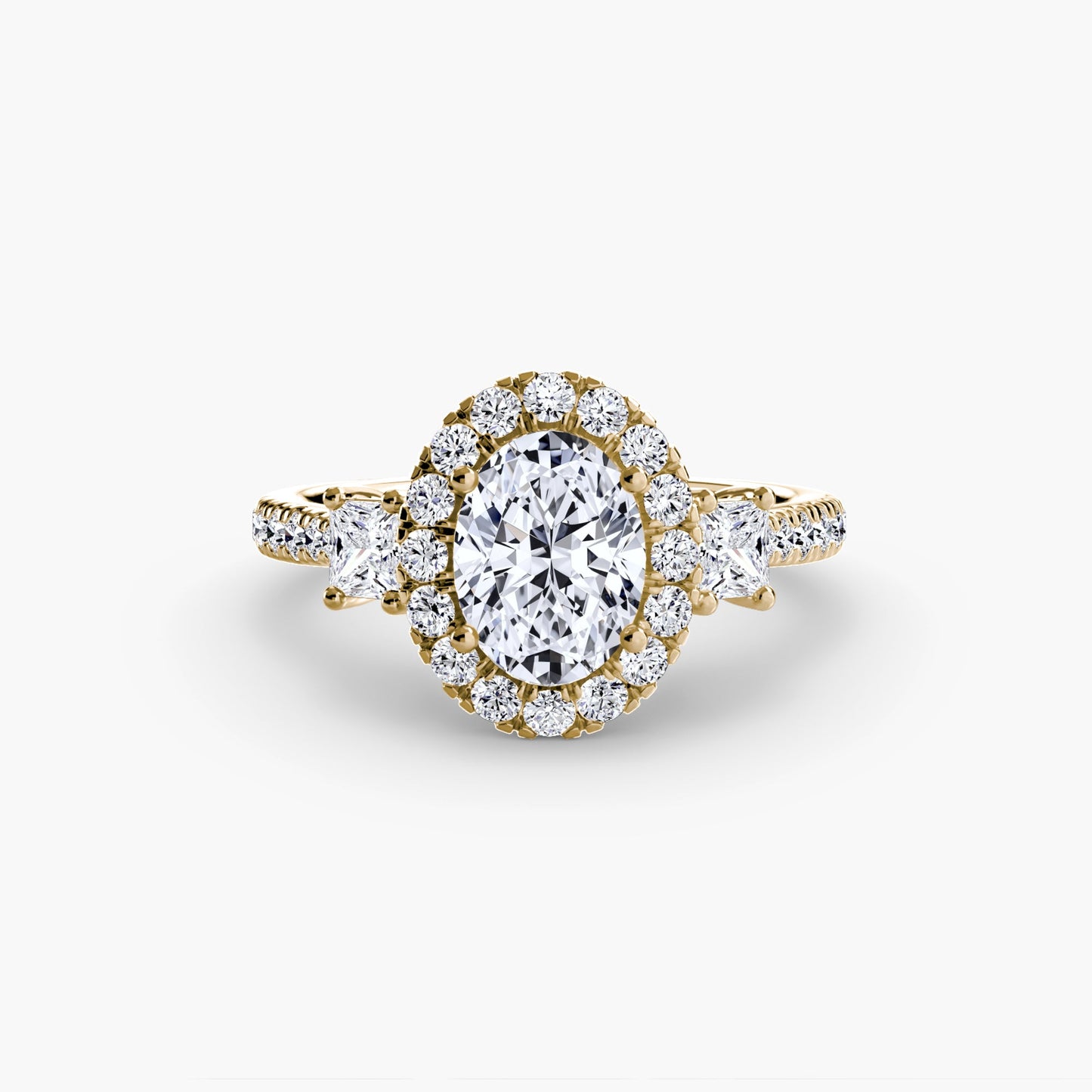Three-Stone Ring with Halo 2 - AYKA JEWELS