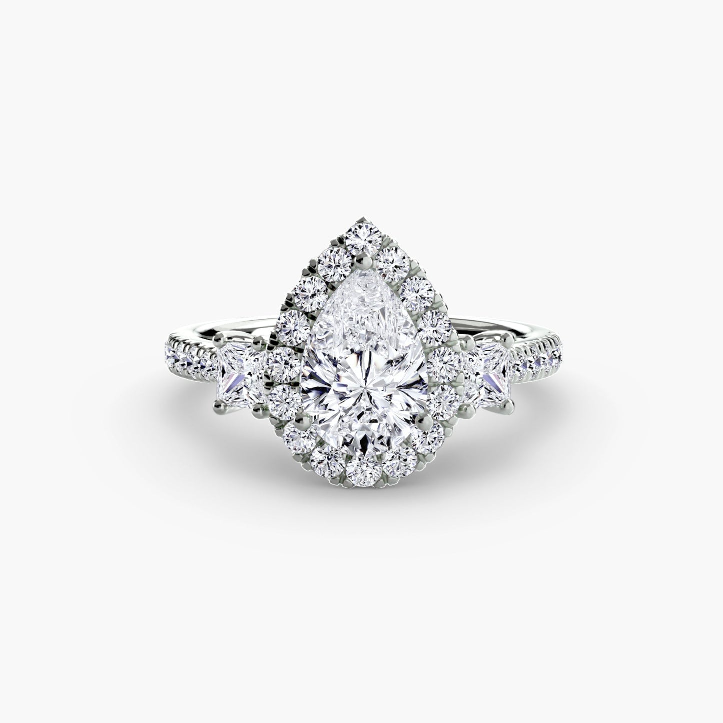 Three-Stone Ring with Halo 2 - AYKA JEWELS