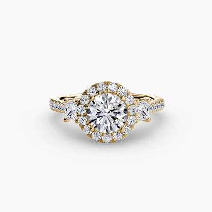 Three-Stone Ring with Halo 2 - AYKA JEWELS