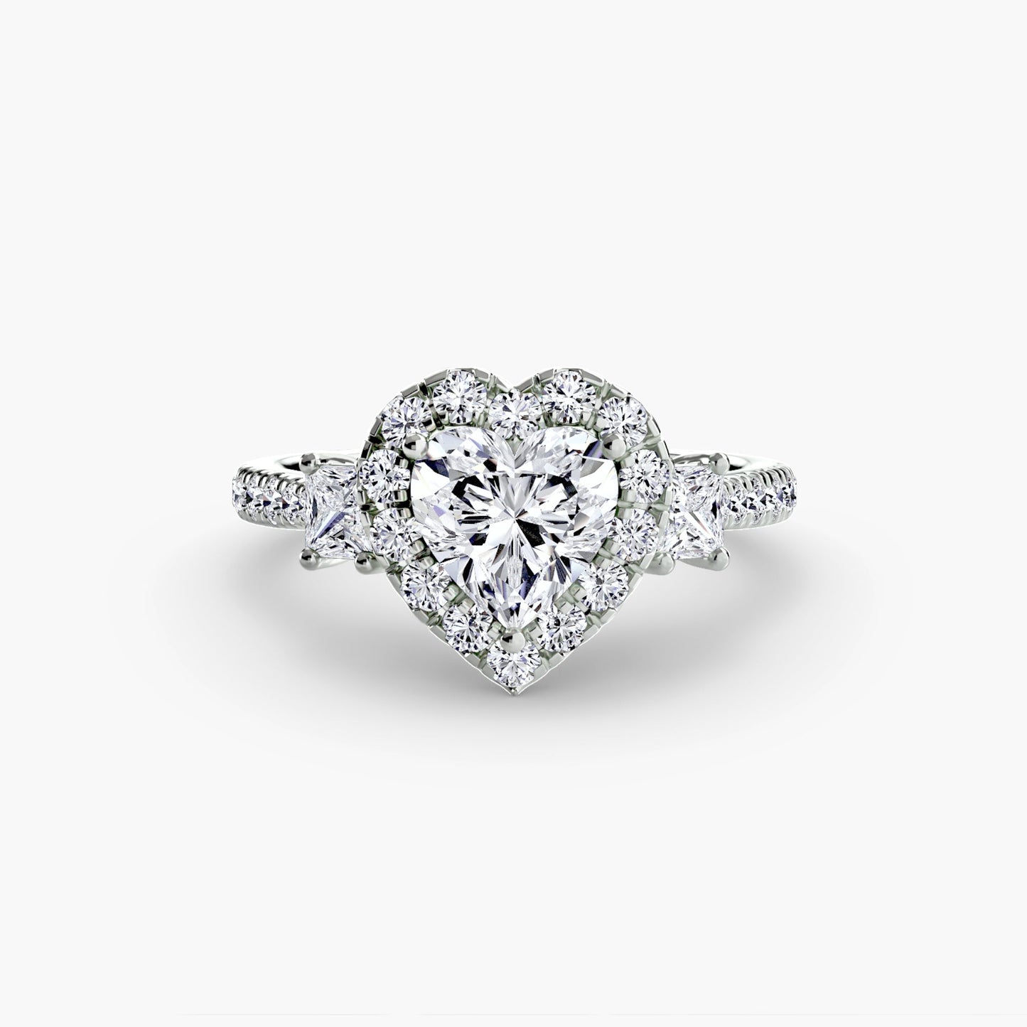 Three-Stone Ring with Halo 2 - AYKA JEWELS