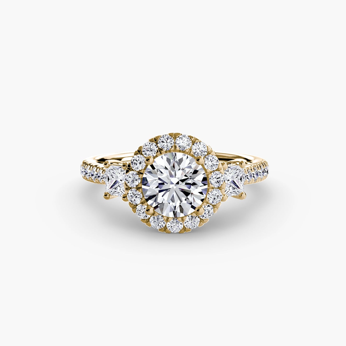 Three-Stone Ring with Halo 2 - AYKA JEWELS