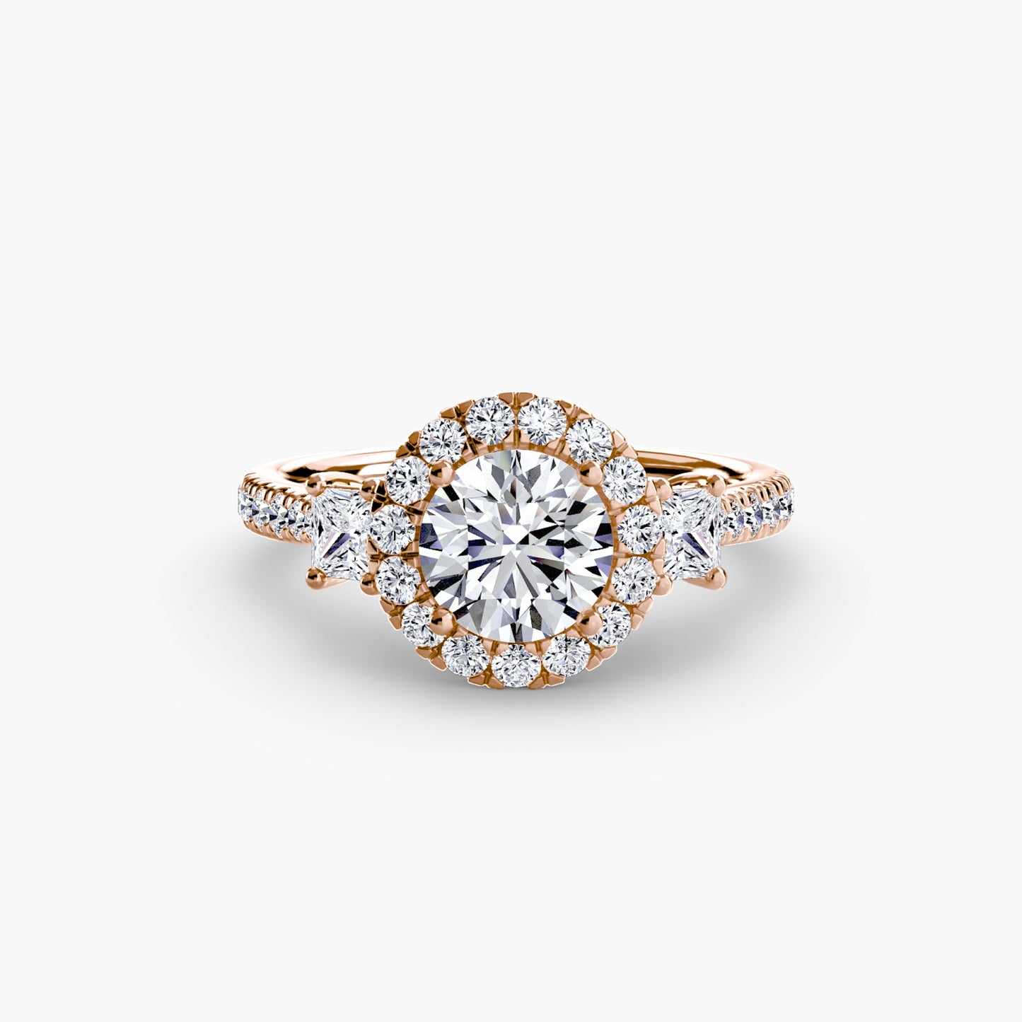 Three-Stone Ring with Halo 2 - AYKA JEWELS