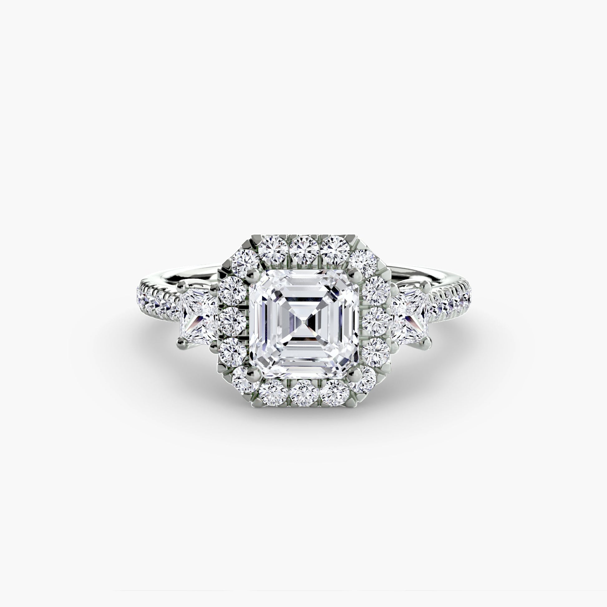 Three-Stone Ring with Halo 2 - AYKA JEWELS