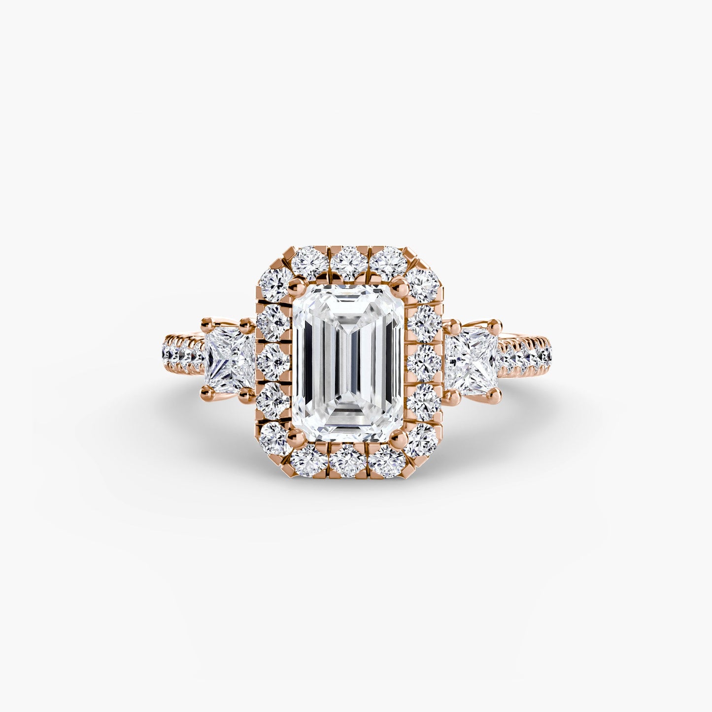 Three-Stone Ring with Halo 2 - AYKA JEWELS
