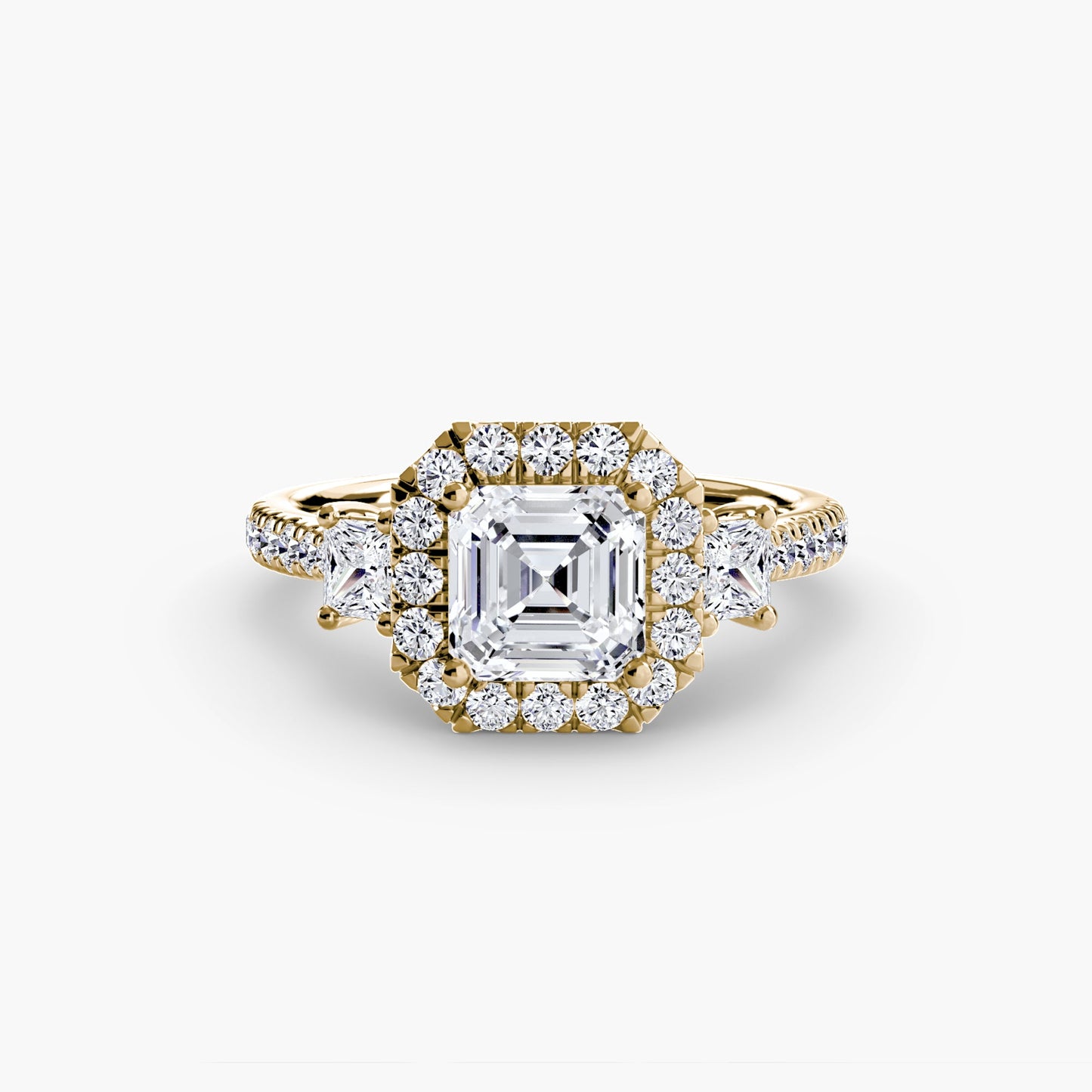 Three-Stone Ring with Halo 2 - AYKA JEWELS