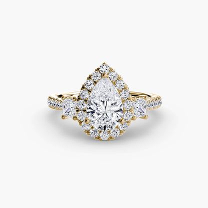 Three-Stone Ring with Halo 2 - AYKA JEWELS