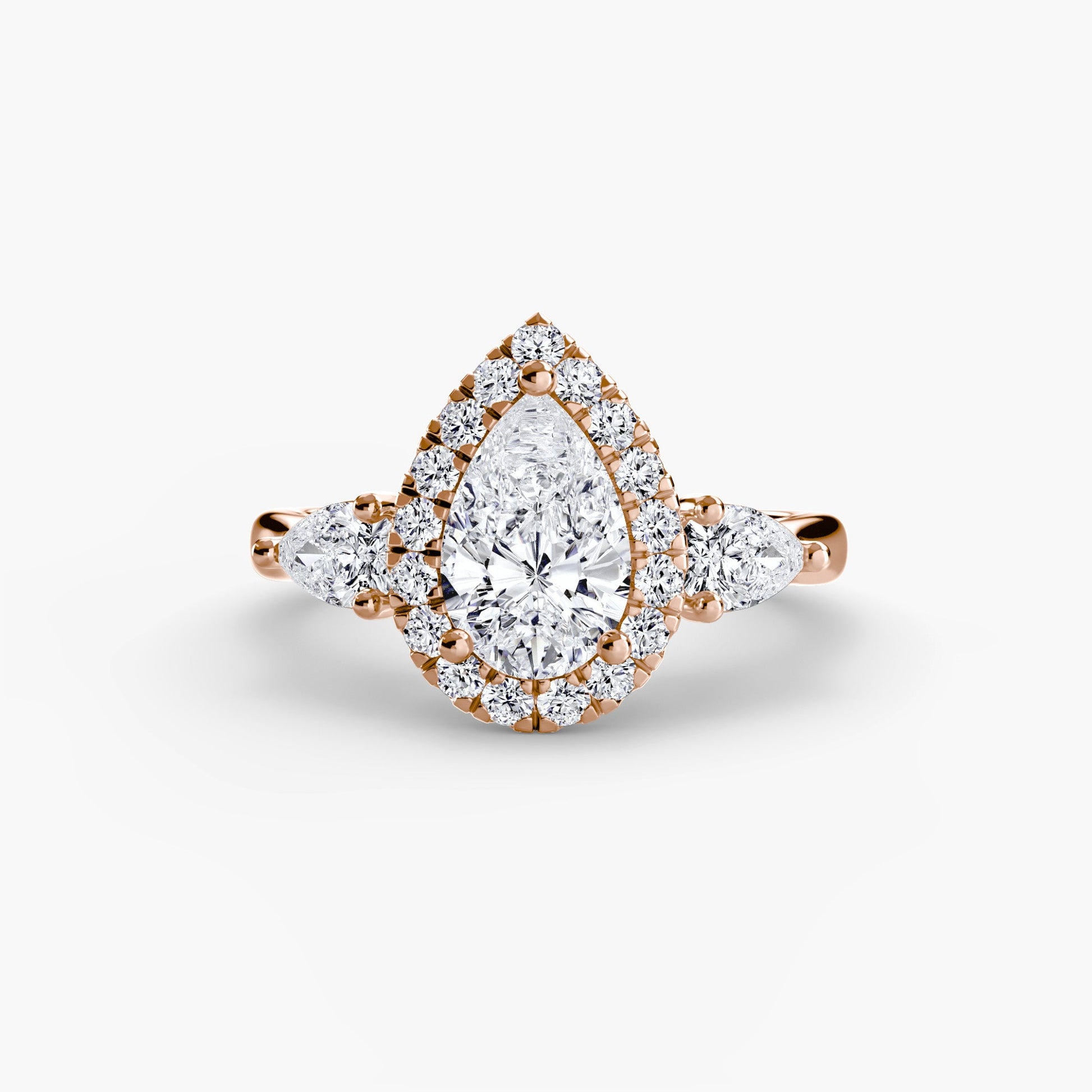 Three-Stone Ring with Halo - AYKA JEWELS