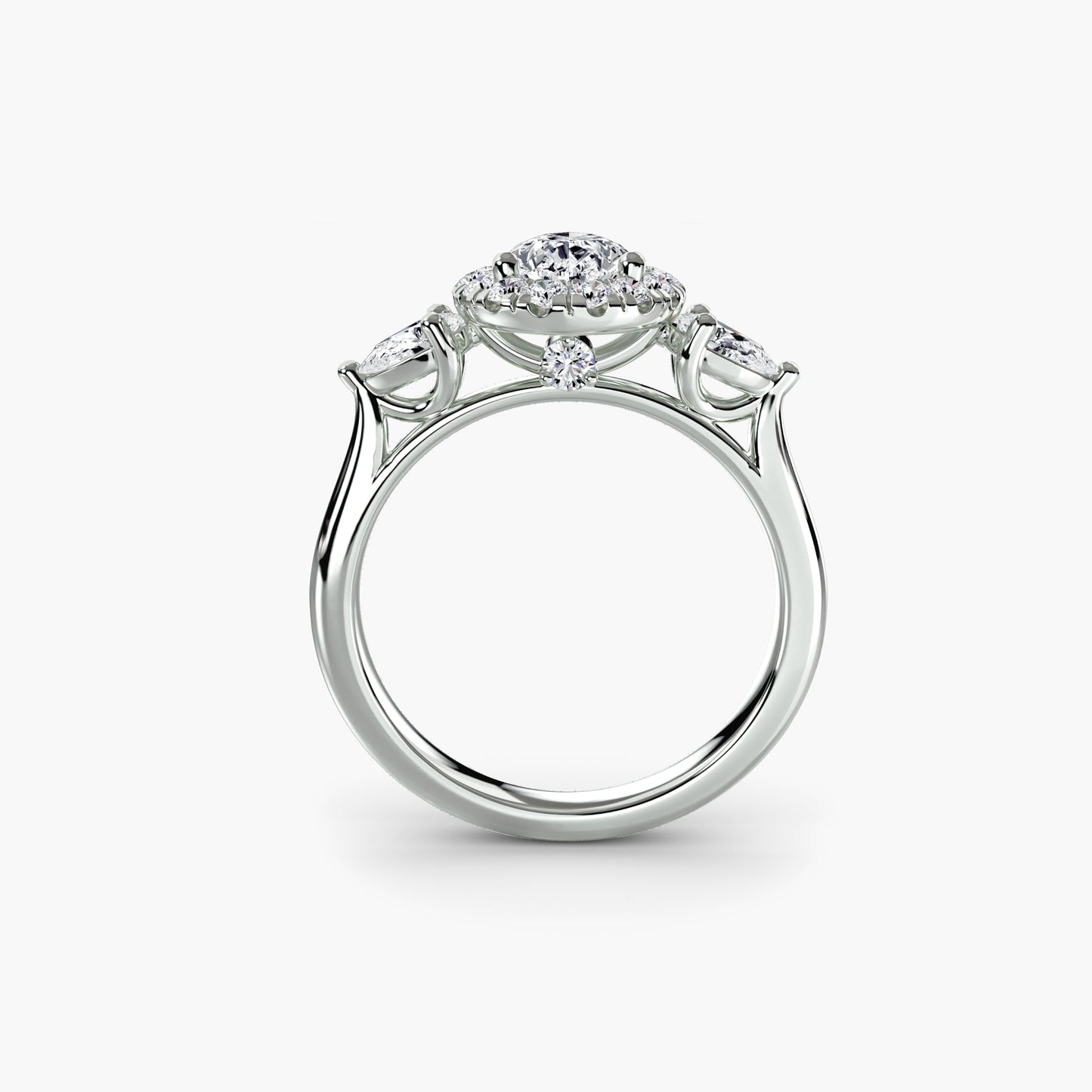 Three-Stone Ring with Halo - AYKA JEWELS