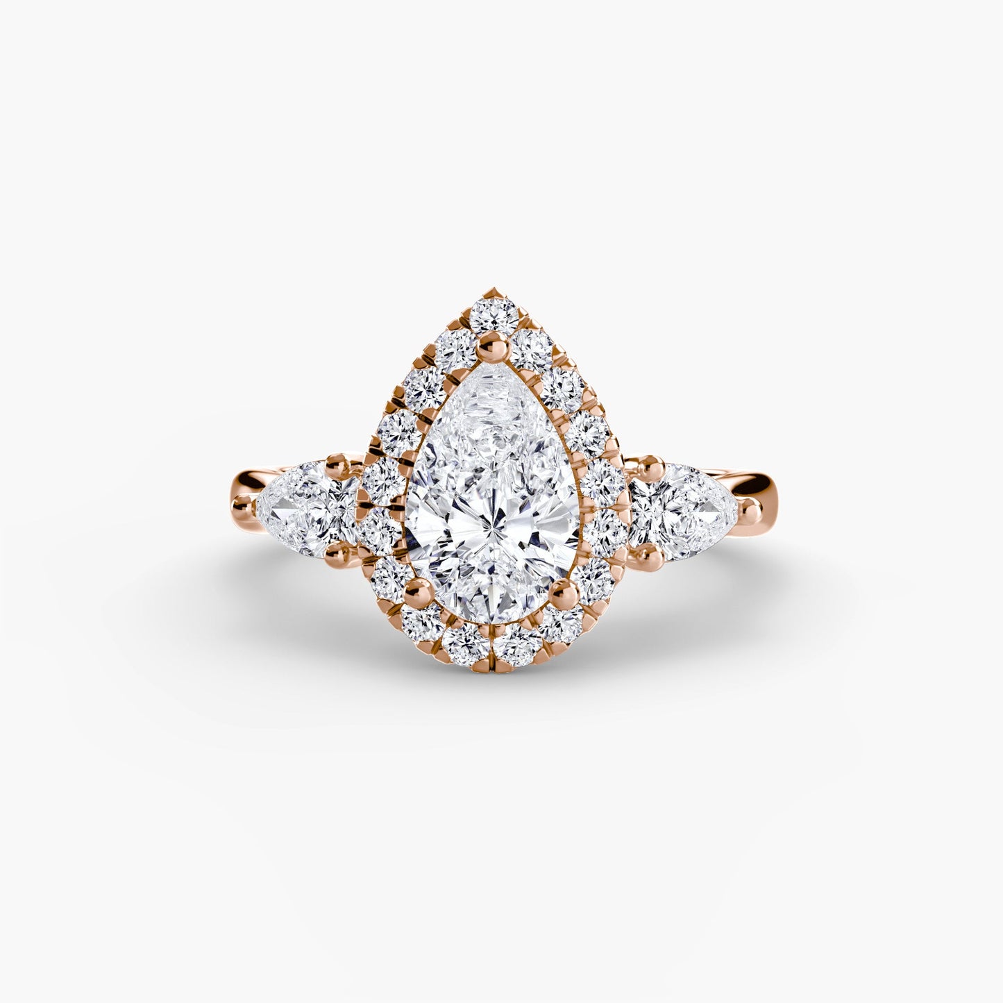 Three-Stone Ring with Halo - AYKA JEWELS
