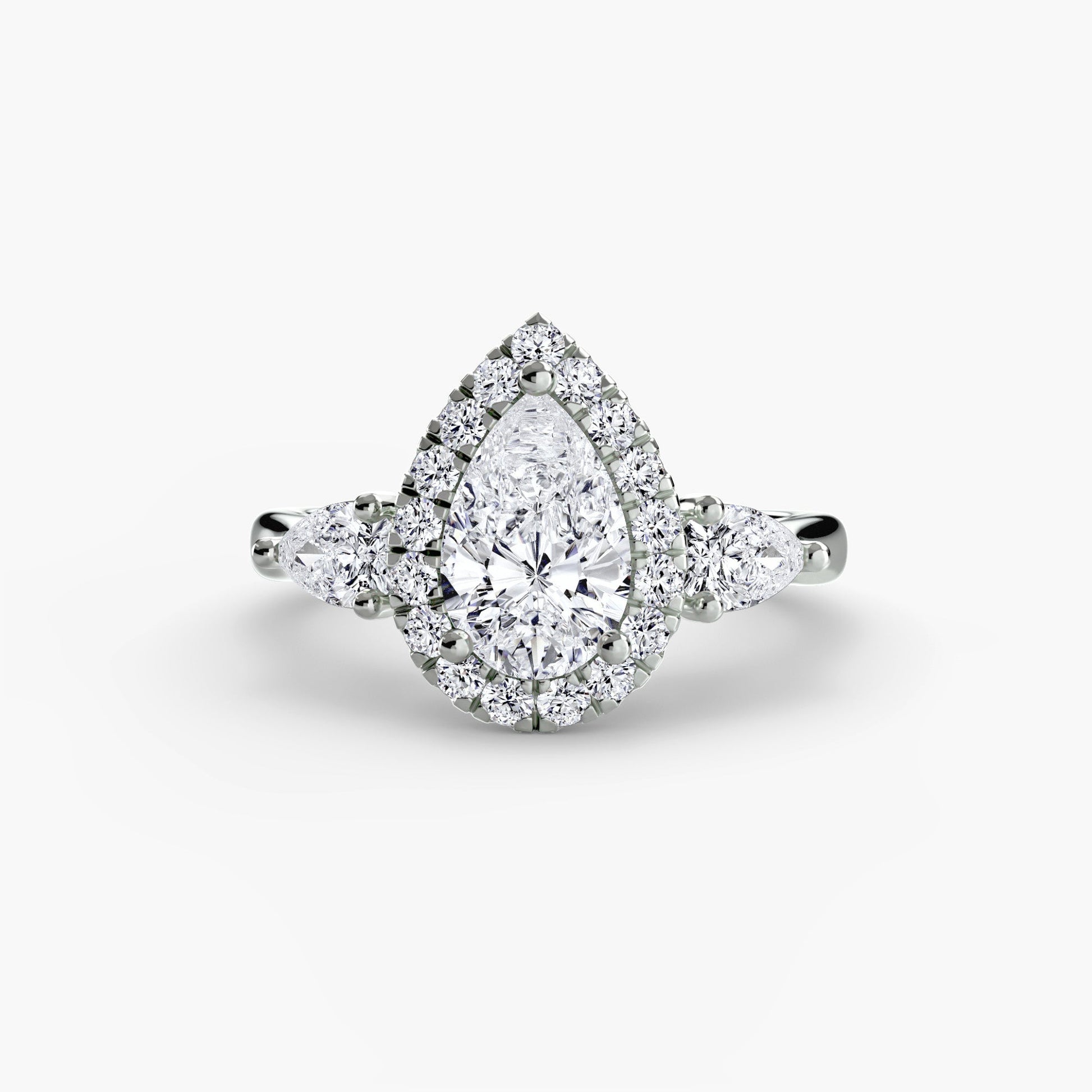 Three-Stone Ring with Halo - AYKA JEWELS