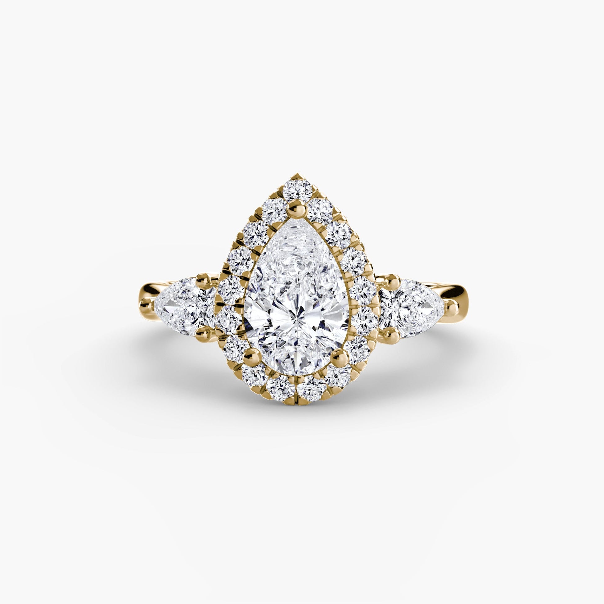 Three-Stone Ring with Halo - AYKA JEWELS