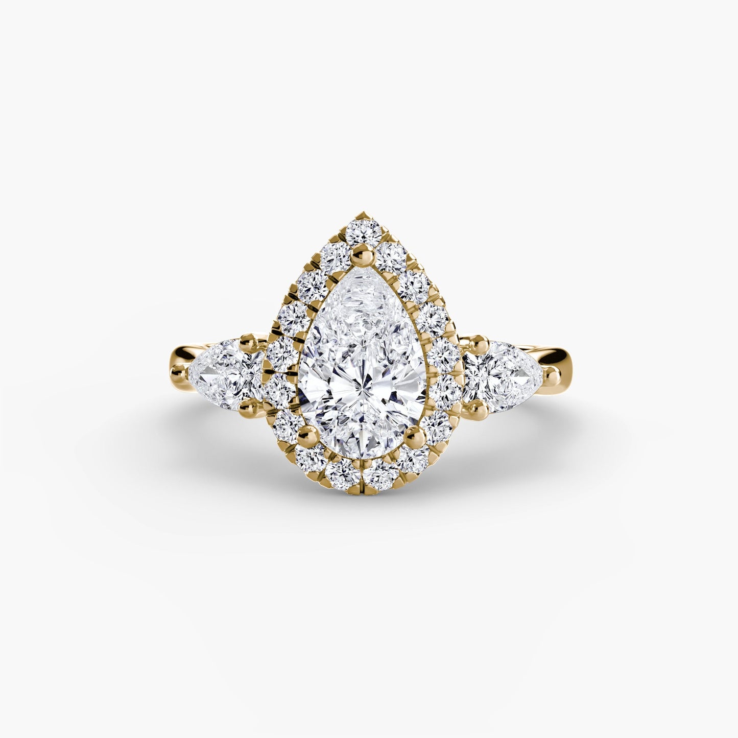Three-Stone Ring with Halo - AYKA JEWELS