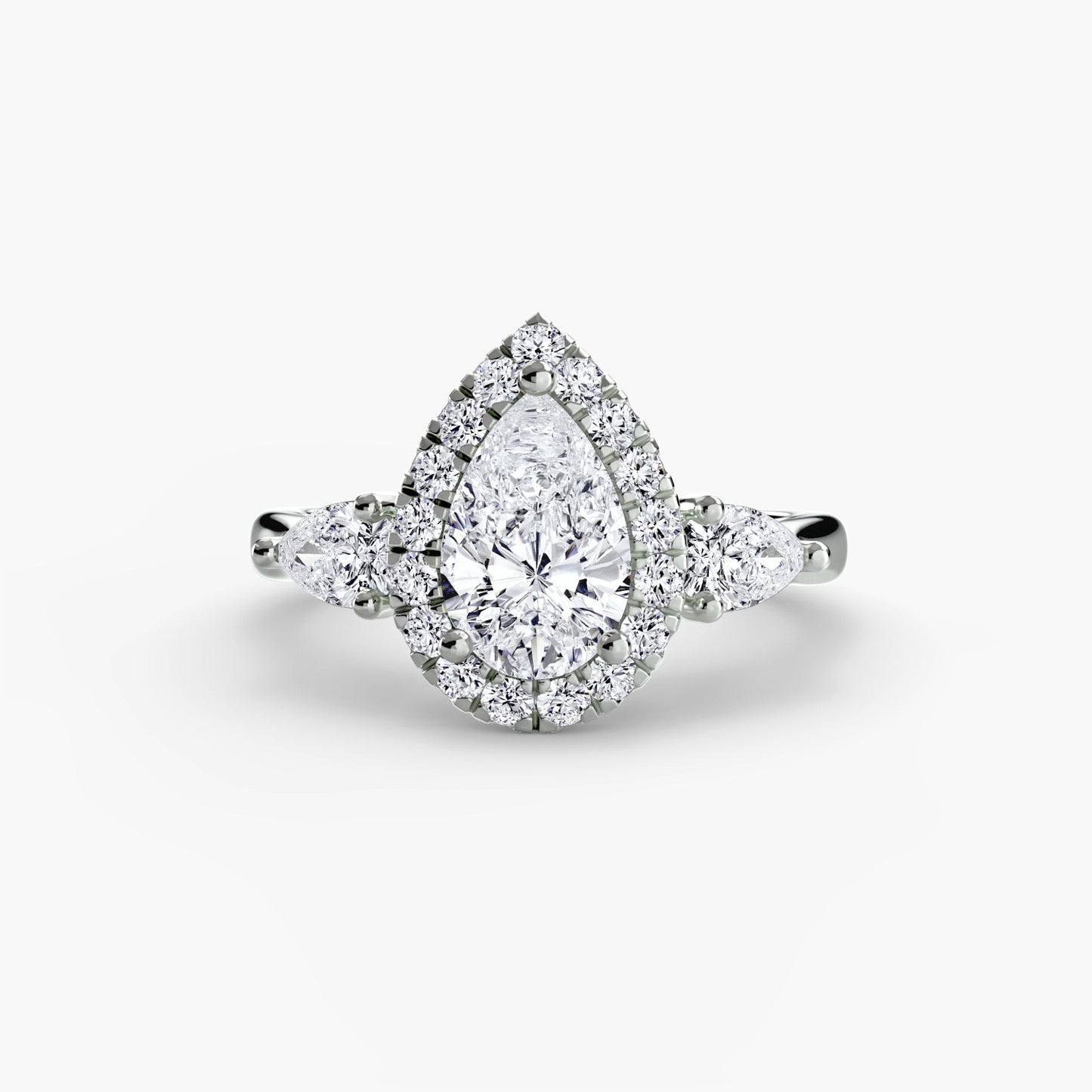 Three-Stone Ring with Halo - AYKA JEWELS