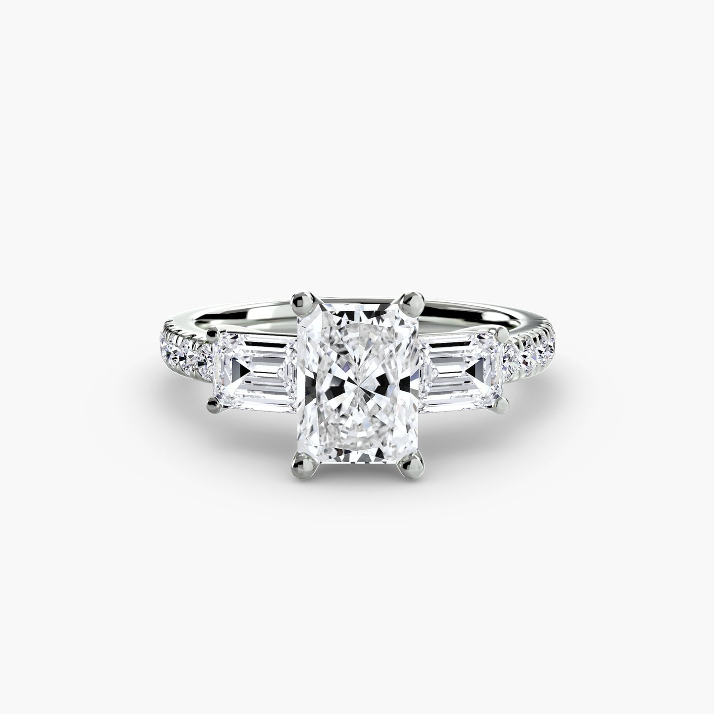 Three-Stone Ring with Pavé Band 4 - AYKA JEWELS