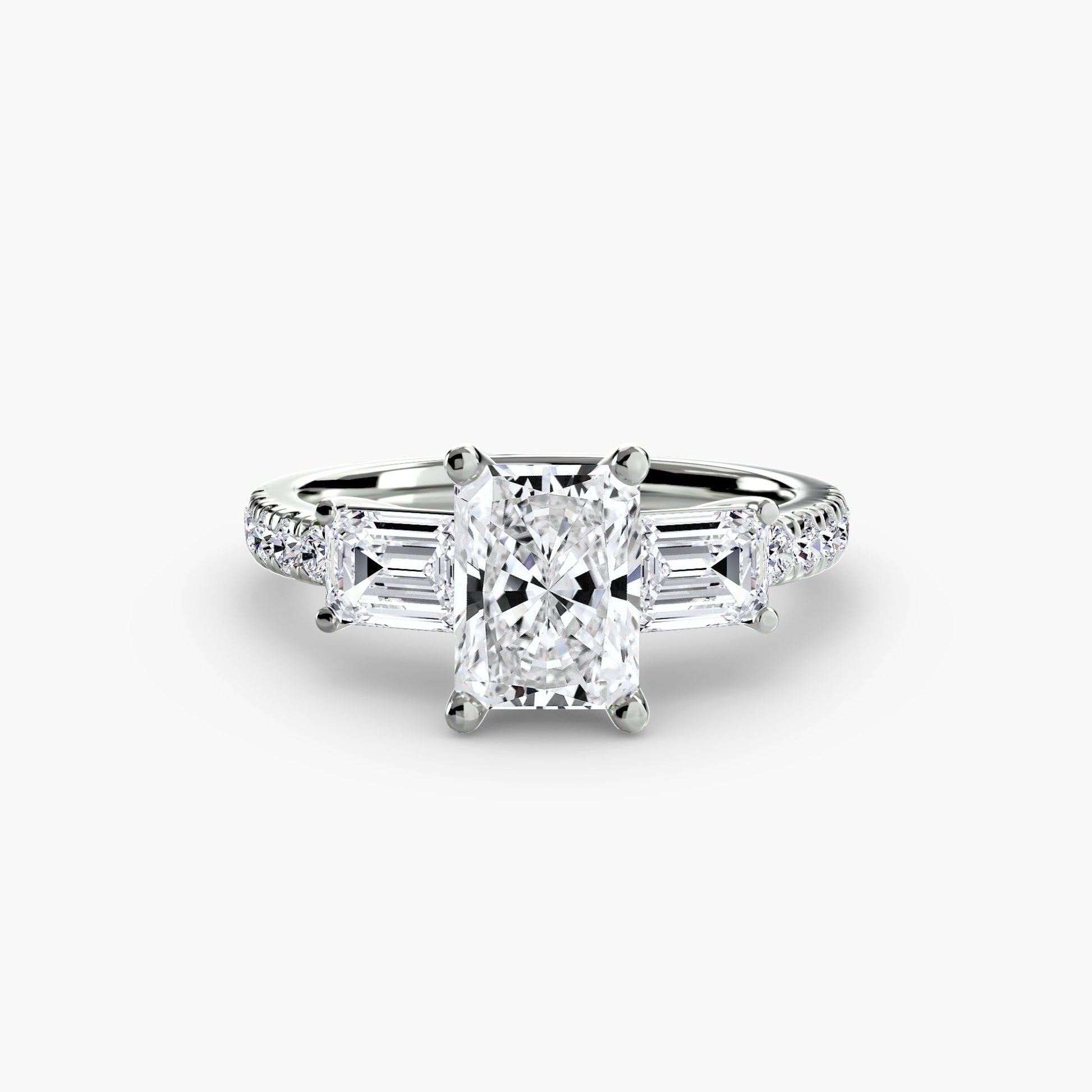 Three-Stone Ring with Pavé Band 4 - AYKA JEWELS