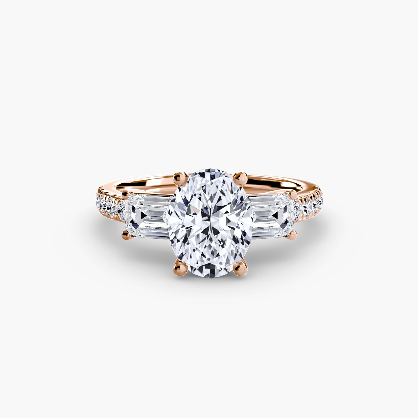 Three-Stone Ring with Pavé Band 4 - AYKA JEWELS