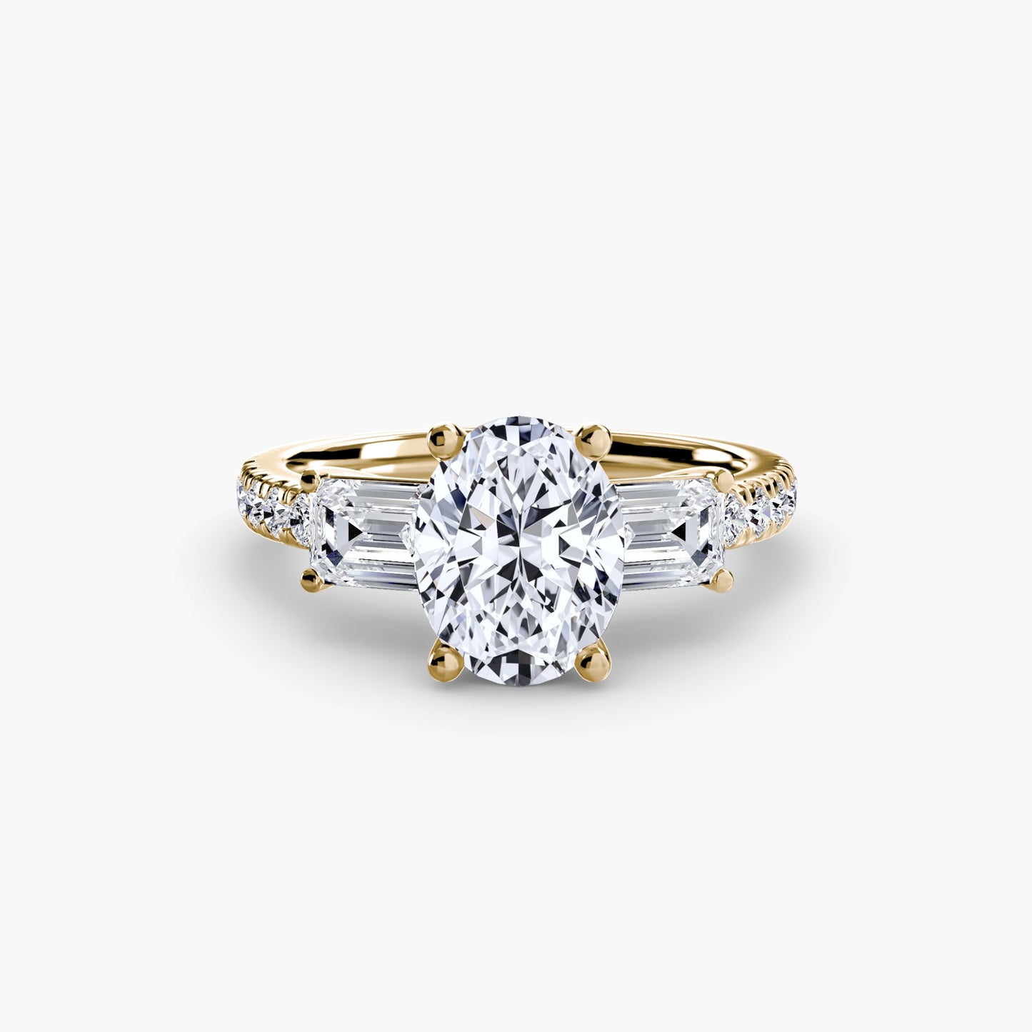 Three-Stone Ring with Pavé Band 4 - AYKA JEWELS