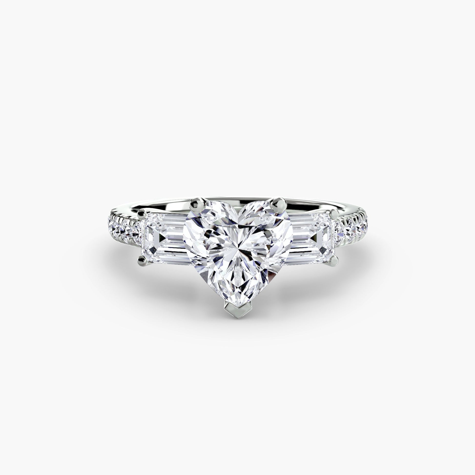 Three-Stone Ring with Pavé Band 4 - AYKA JEWELS
