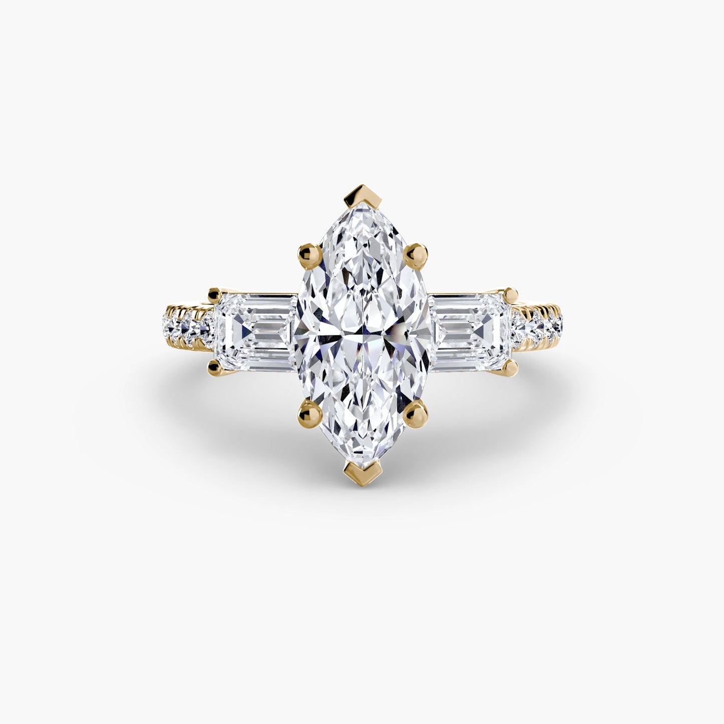 Three-Stone Ring with Pavé Band 4 - AYKA JEWELS