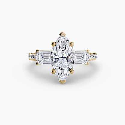 Three-Stone Ring with Pavé Band 4 - AYKA JEWELS