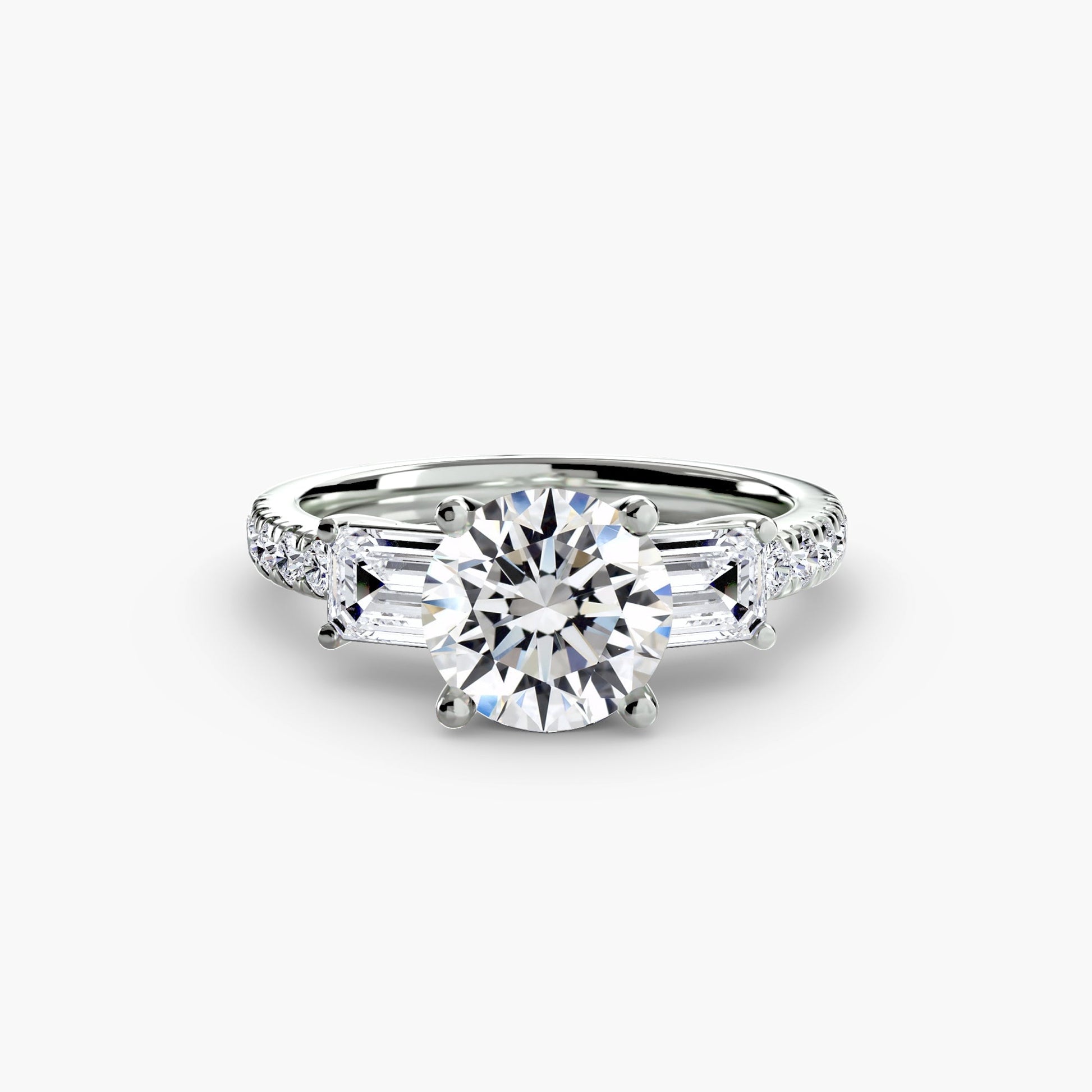 Three-Stone Ring with Pavé Band 4 - AYKA JEWELS