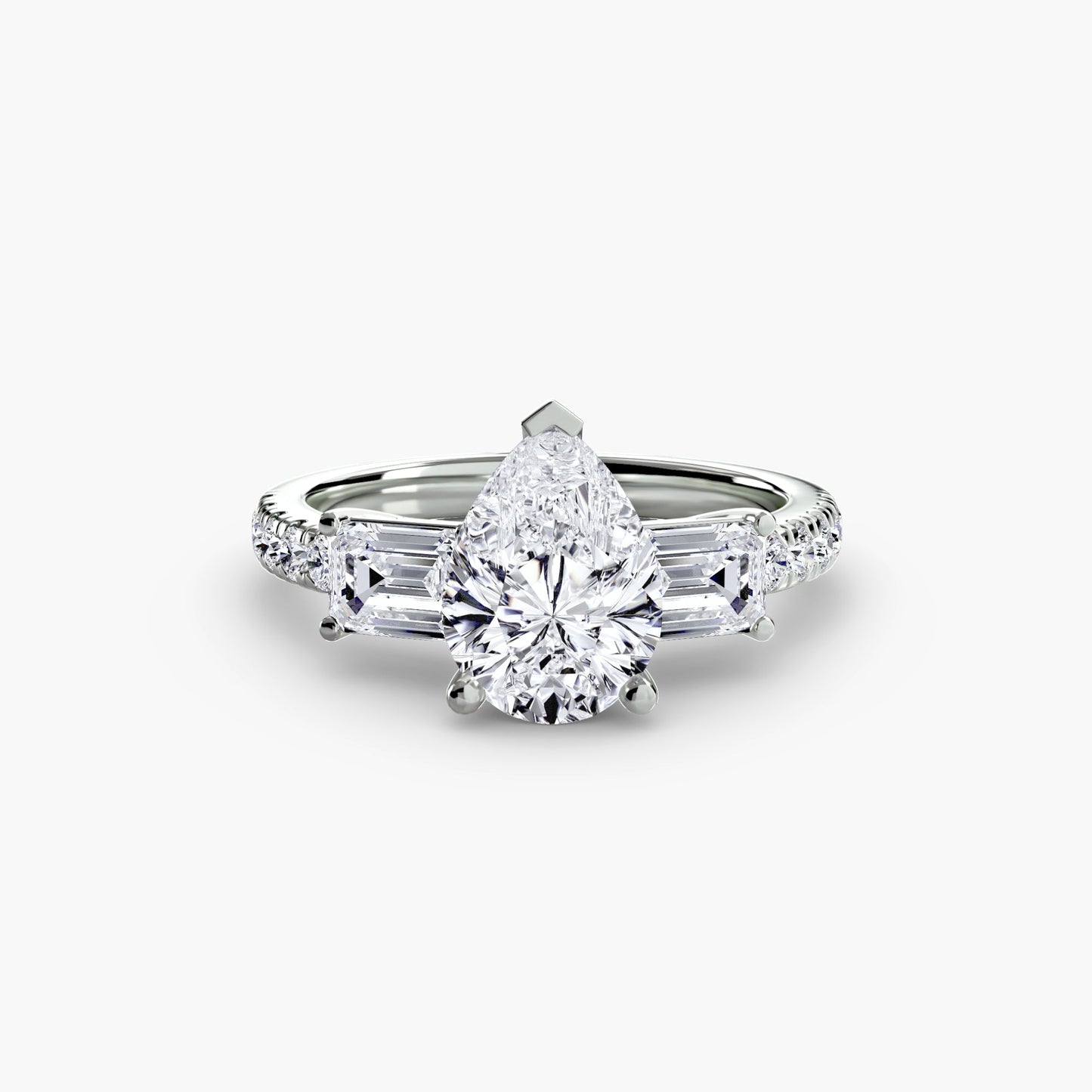 Three-Stone Ring with Pavé Band 4 - AYKA JEWELS