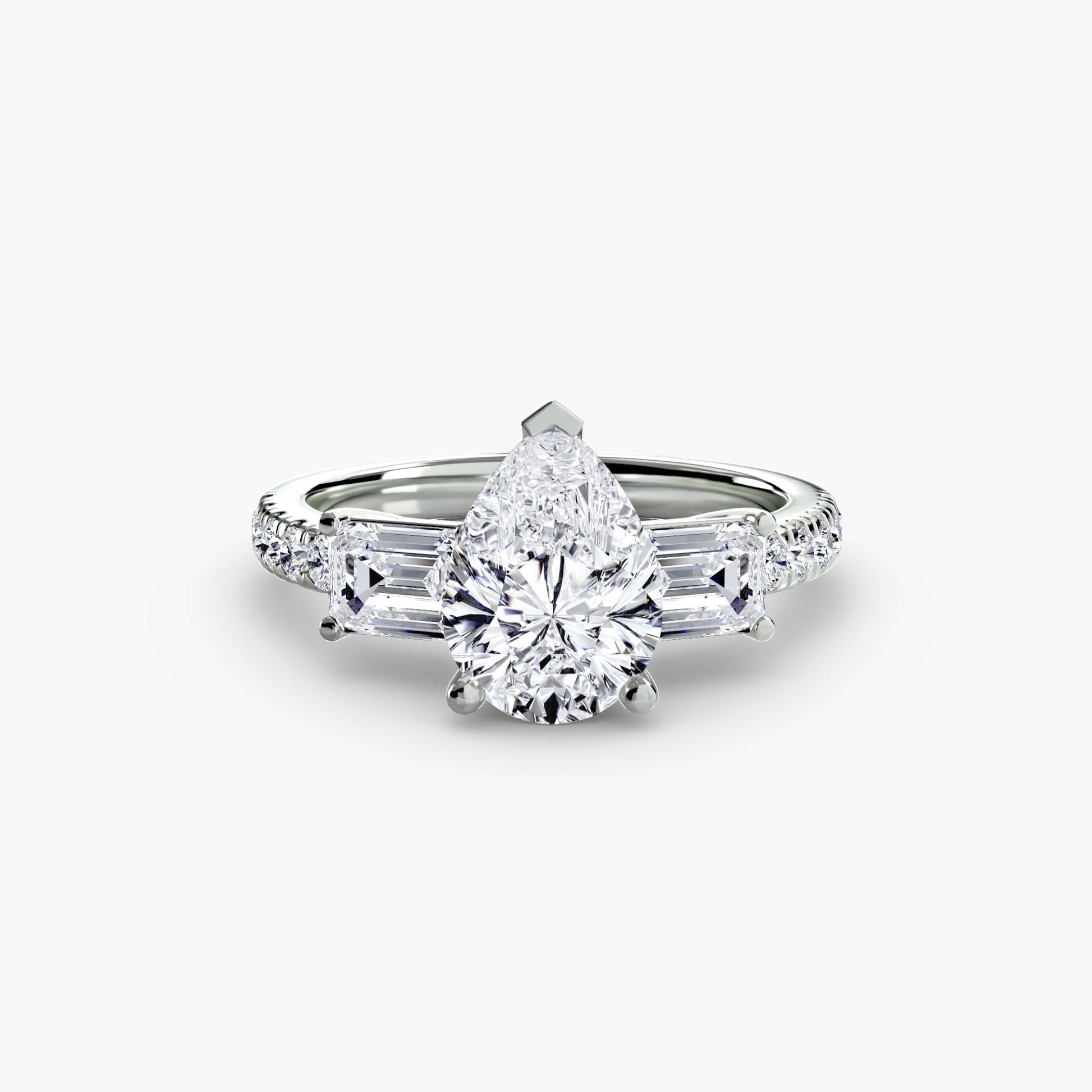 Three-Stone Ring with Pavé Band 4 - AYKA JEWELS
