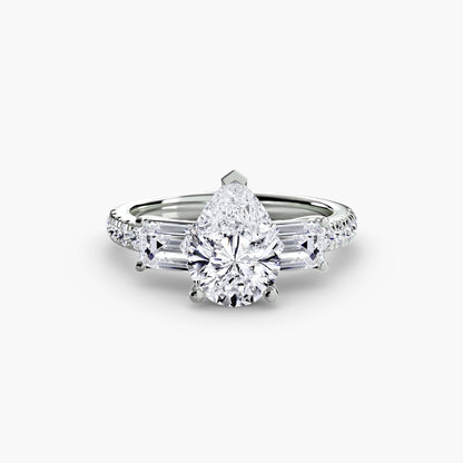 Three-Stone Ring with Pavé Band 4 - AYKA JEWELS
