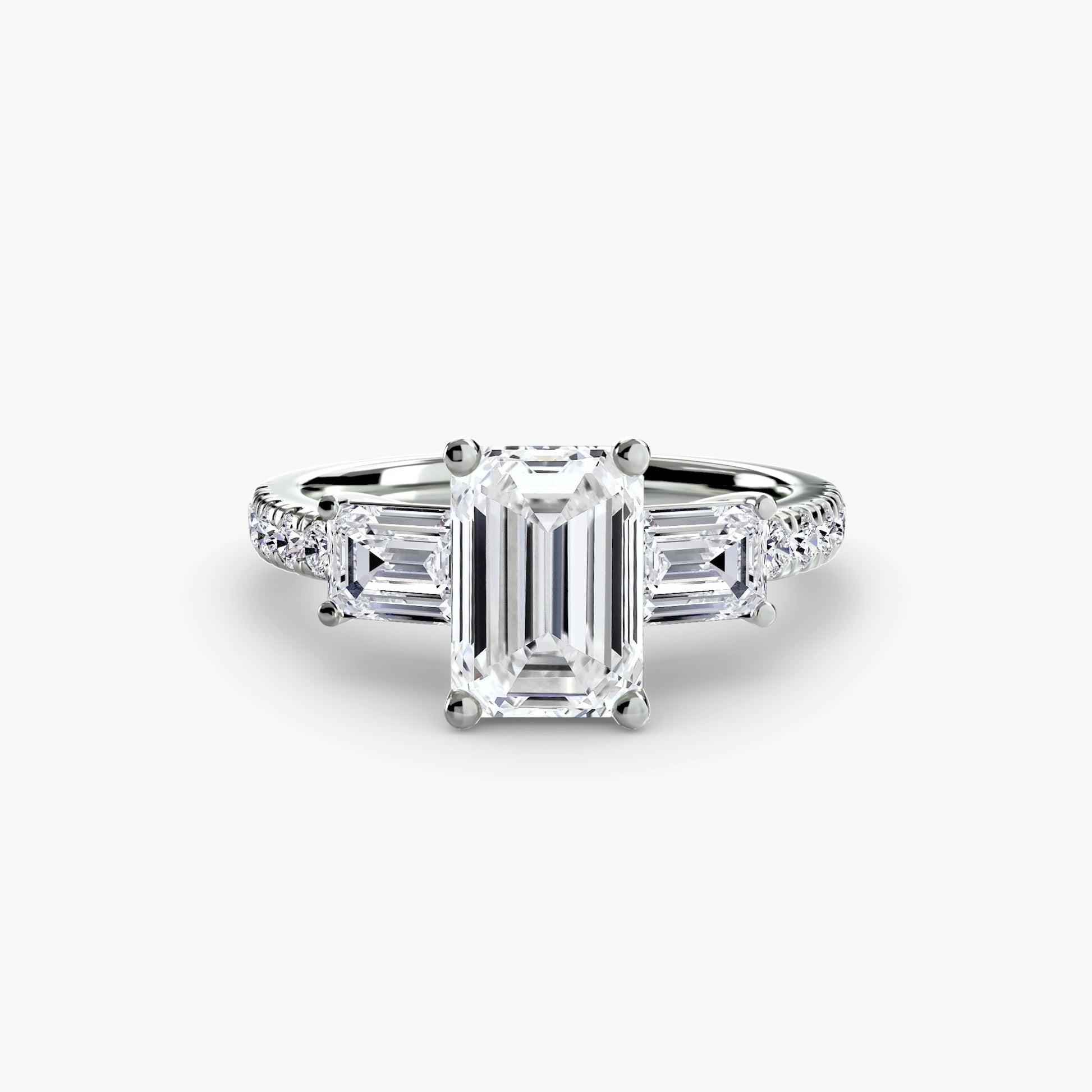 Three-Stone Ring with Pavé Band 4 - AYKA JEWELS