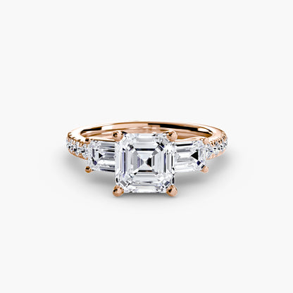 Three-Stone Ring with Pavé Band 4 - AYKA JEWELS